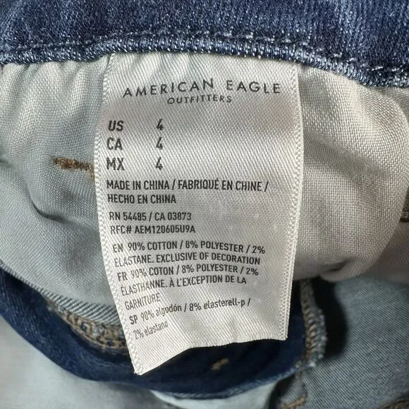 American Eagle CURVY HI RISE SHORTIE Size 4 Denim Cut Off Jean Micro Shorts 26x2 - Picture 8 of 10